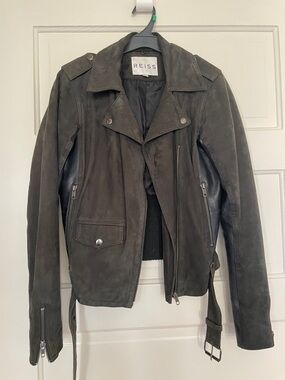 REISS suede and leather biker jacket XS